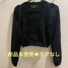 Rady ビジュー付き黒ニットトップス
