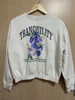 H&M フラワープリント トレーナー 12-14歳 クリーム色　スエット