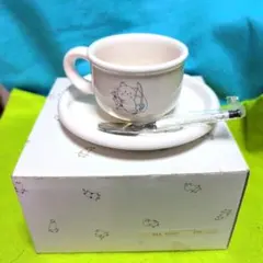 ココアカップソーサーセット　カップ　陶器　スプーン　ソーサー　ハイセンス