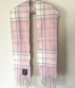 ピンクラテ　チェック柄マフラー ピンク系
