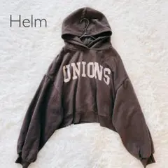 ヘルム ロゴ ショート丈パーカー ブラウン M ストリートカジュアル フェミニン