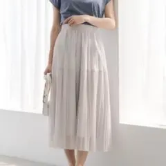 新品　エニィスィス　【洗える】　シアーストライププリーツ スカート