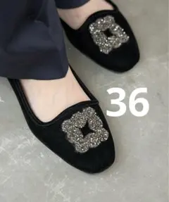 IENA MALUS マリュス VELVET BIJOU SHOES ブラックのサムネイル