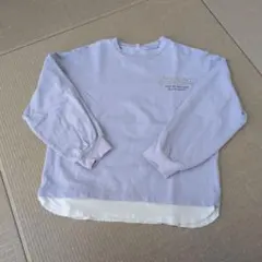 長袖カットソー　薄手トレーナー バックプリント ラベンダー
