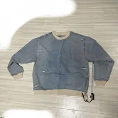 ZARA デニム　トレーナー　ダメージ加工　Mサイズ