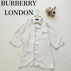 【バーバリーロンドン】半袖パジャマ（S）刺繍ロゴ ストライプ ルームウェア