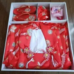 七五三 赤色 桜柄 着物セット 和傘 ウィッグ 髪飾り イヤリング フル