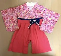 桜柄　袴ロンパース　ベビー袴　80サイズ