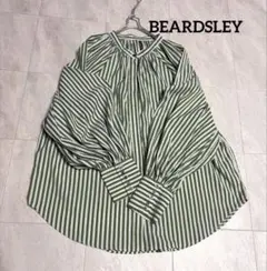 極美品 BEARDSLEY ビアズリー ストライプギャザーシャツ グリーンのサムネイル