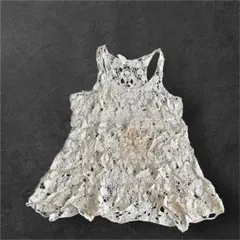【M】アイボリー レース タンクトップ　レディース　トップス