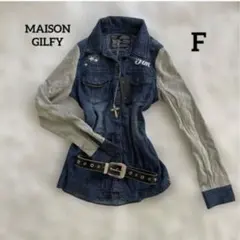 00s y2k MAISON GLFY 異素材　デニムシャツ　英字　平成ギャル