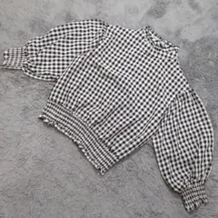 ★a1573 Sureve【L】 ギンガムチェック バルーンスリーブシャツ