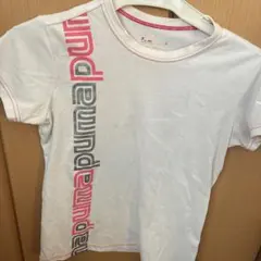 PUMA 半袖Tシャツ ホワイト ピンク ロゴプリントのサムネイル