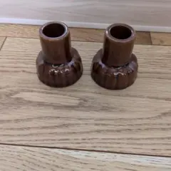 茶色の陶器製仏具セット 2個【デザイン】