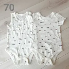 2点セット　Cottoli 【70】 ボディスーツ肌着　半袖　タンクトップ　白