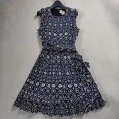 ケイトスペードニューヨーク　フリルワンピース　刺繍　花柄　フレア　リボン