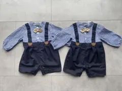 Cottoli サスペンダー付き子供服 2着セット　双子用