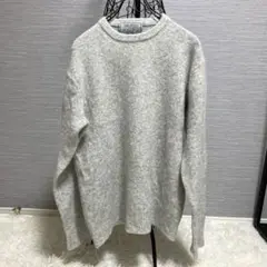 【417 EDIFICE】ヤク混クルーネックニットセーター ライトグレーSメンズ
