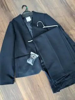 美品☆LEPSIM　Wクロスストレッチノーカラージャケット＆ワイドパンツ　M