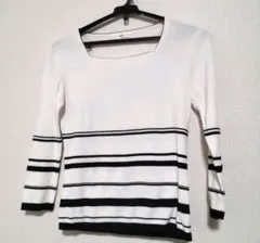 【極美品】INED ボートネック春夏ニット 白 M相当 さらっと素材