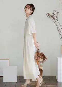 シアージャガードワンピースドレス（ベージュ）