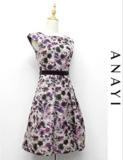アナイ★上品✨️サークルローズプリント タック テール スカート ロング 花柄 ANAYI アナイ サークルローズプリント タックテールスカート 花柄