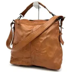 【美品】Creed トートバッグ ショルダー A4可 ウォッシュ加工 レザー 茶のサムネイル