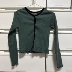 RETRO GIRL ボーダー グリーン 長袖カーディガンのサムネイル