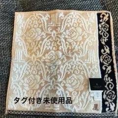 LANVIN COLLECTION 花柄ハンカチ ベージュ/黒