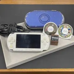 【稼働品】PSP-1000 ホワイト 充電器・ソフト2本・メモリー32MB
