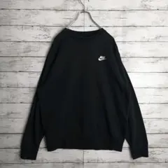 NIKEナイキ 刺繍ロゴ 胸ロゴ スウッシュ Swoosh スウェット ブラック