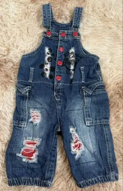 ☆デニムオーバーオール ダメージ加工95サイズ