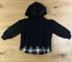 GAP KIDS トレーナー　フード　ブラック チェック柄 110