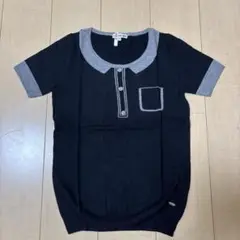 美品 LACOSTE ラコステ 半袖ニット 38 M 黒 ブラック
