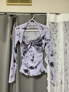 紫色と黒のタイダイ模様 長袖トップス