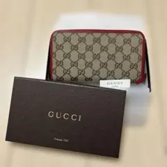 GUCCI GGパターン 長財布 ベージュ/レッド
