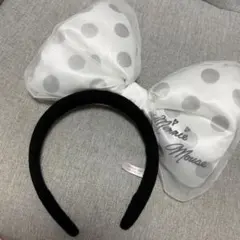 ディズニー ミニー カチューシャ 水玉 リボン 白