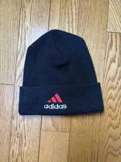 y2k adidas ニット帽 ビーニー 黒赤