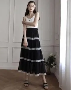 epine chiffon lace tiered long skirtのサムネイル