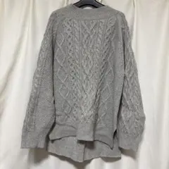 ケーブル編み ニット 長袖 グレー