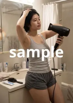 AI美女 陸上女子　洗面所 ドライヤー 写真 No.47