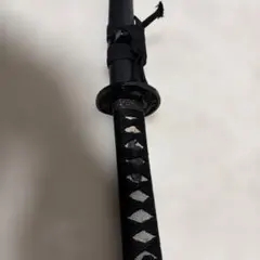 演技•演劇またはコスプレ用軽量模造刀大小2本セット 黒柄 楕円鍔 黒呂 