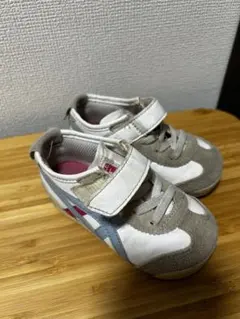 オニツカタイガー　キッズスニーカー ホワイト/グレー マジックテープ付き