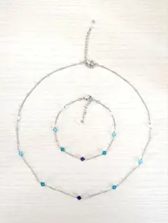 No.4オーシャカラースワロフスキークリスタル　ネックレス・ブレスレットのセット