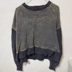 CUBE SUGAR メッセージプリント長袖ニット