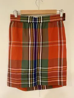 ドゥロワー DRAWER チェック柄 シアサッカーフリルタイトスカート 38