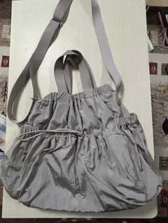 GU ナイロン ドローストリング ショルダーバッグ ベージュ