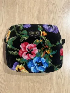 FEILER 花柄刺繍ポーチ 未使用
