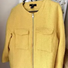 H&M イエロー ノーカラージャケット M