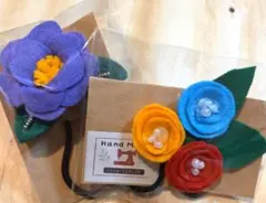 フェルト花モチーフ ハンドメイドヘアゴム2個 no.134　※難あり箇所あり